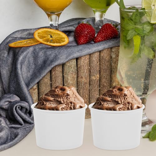 Tazas de postre de papel desechables blancas y cuencos para sopa resistentes MAGICLULU 7