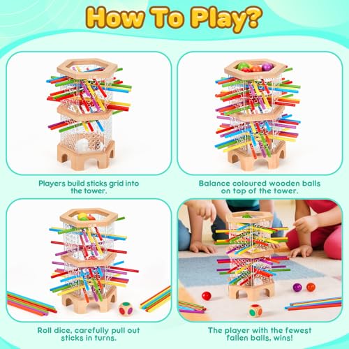 Juego de mesa Montessori de madera con 42 palitos coloridos miniatura 4