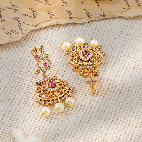Image of Rubans Necklace Set Temple Style Cubic Zirconia Jewellery Gift for Women & Girls