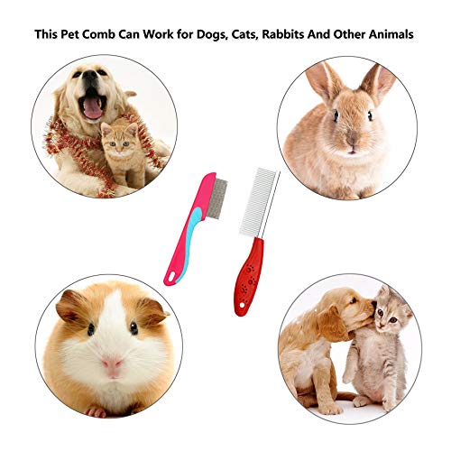 Cat Comb,Dog Comb,Pet Combs,Metal Dog Comb,Pets Steel Comb,Cat Grooming Comb,Dog Grooming Comb (Red) - Image 5