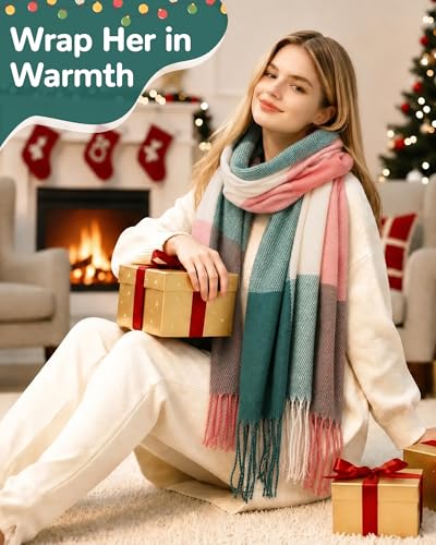 Image of Loritta Winter Scarf for Women, Long Plaid Shawl Wraps Scarves Gifts