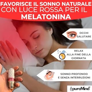 Puremind® Luce rossa E27 - luce rossa notturna - lampada luce melatonina - Lampadina per dormire - aiuta nella produzione di melatonina - bilancia il ritmo circadiano