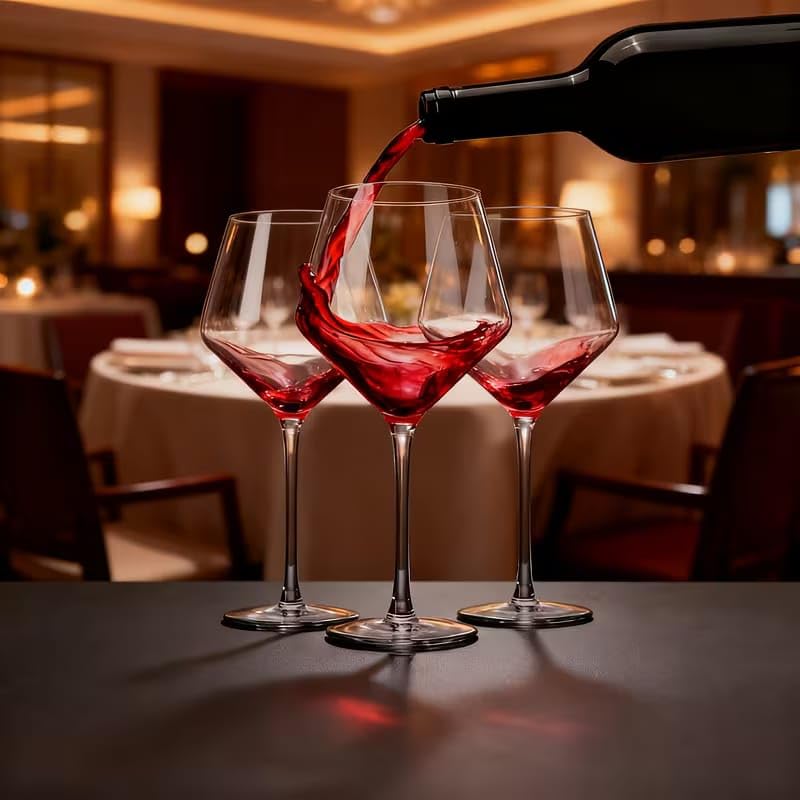 Image of PrimeWorld Luxurious Wine Glasses Set of 6 - 450ml | Elegant Stemmed Glassware for Red & White Wine, Brandy, Whisky, Scotch, Champagne & Juice