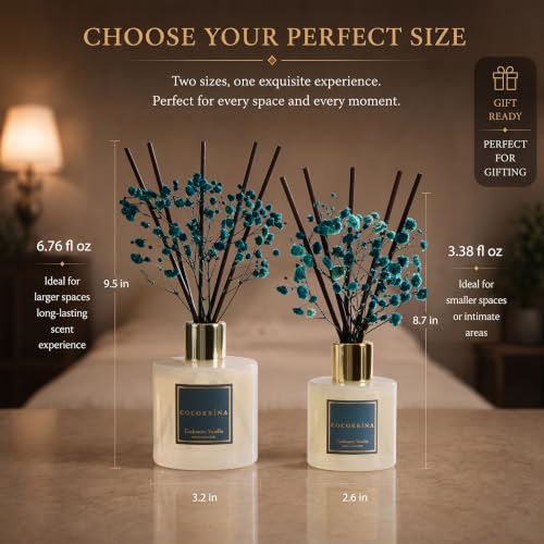 Image of COCORRINA Reed Diffuser - Cashmere Vanilla 3.38 fl oz Reed Diffuser for Bedroom Bathroom Home Decor