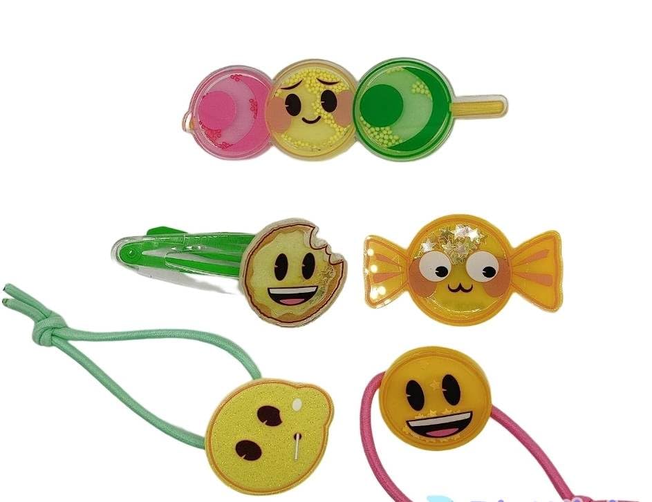 Alimonera Emoji 5 Piece Hair Accessory Set Cartoon Children's Hair Set Emoji Hair Set Children's Hair