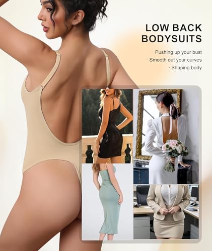 Backless Shapewear for Women, Slimming Thong Bodysuit, Seamless Low Back Waist Shaper4