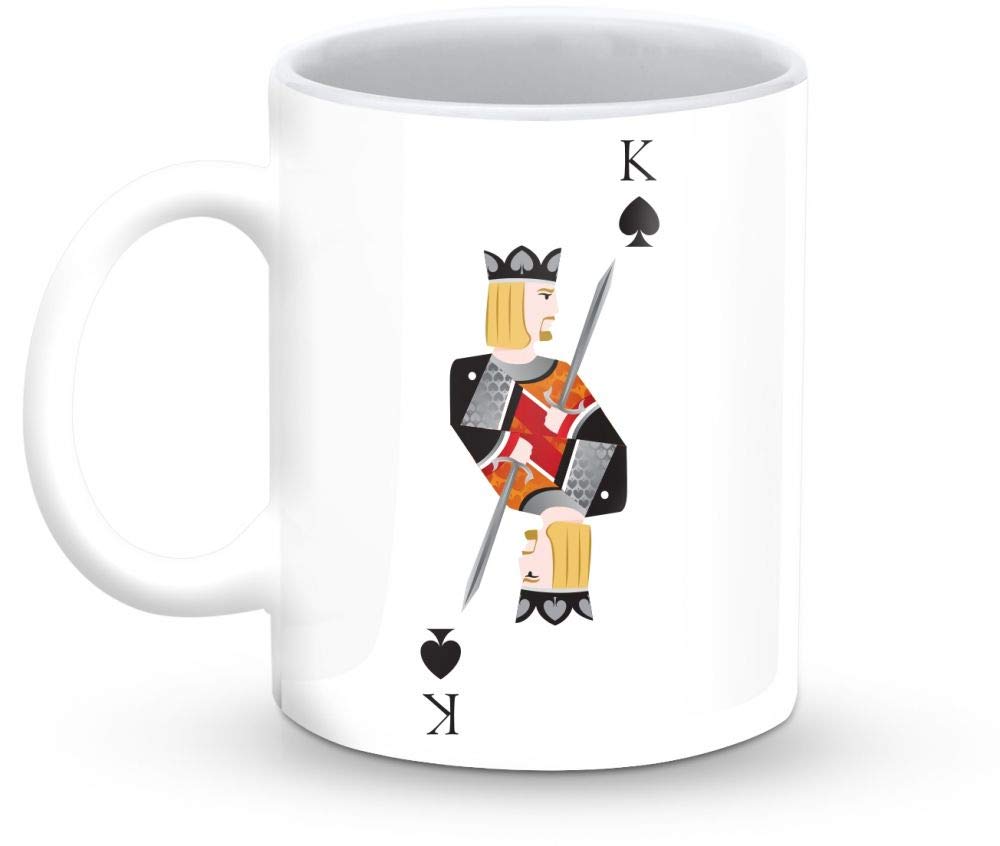 StylizeddDesigner Printed Coffee Mug with Heavy Duty Handle 11oz Ceramic Personalised Gift Mugs Cup [Microwave Safe & Dishwasher Proof ] - King of Spades