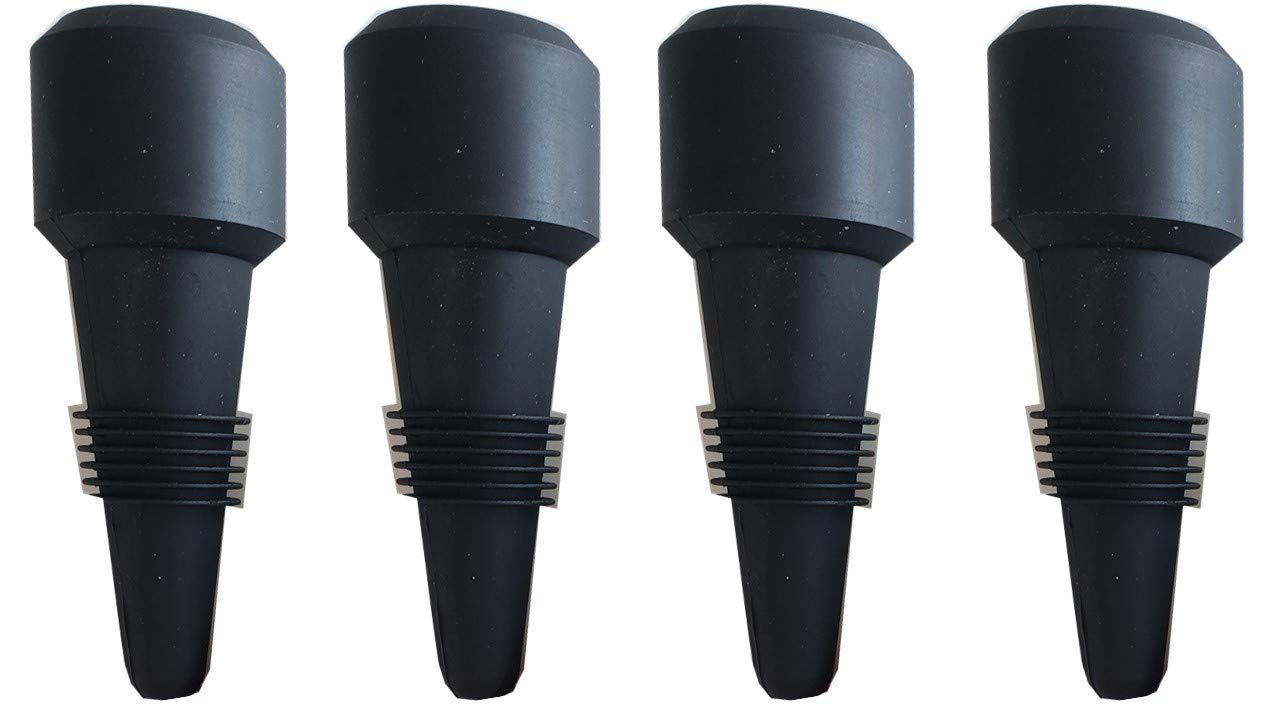 Vino Stopper, 4 Pack Black, Cork Re-Sealer, Wine Beverage Stopper