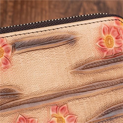 FMURY Wallet Medium Long Large Capacity Zip Clutch Purse Embossed Leather Wallet3