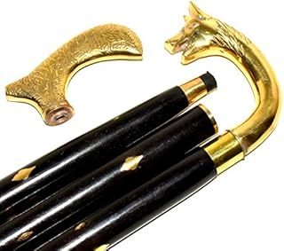 Eve Store Nauticals VICTORIAN STYLE BRASS WOLF HEAD VINTAGE 2 HANDLE WALKING STICK.70