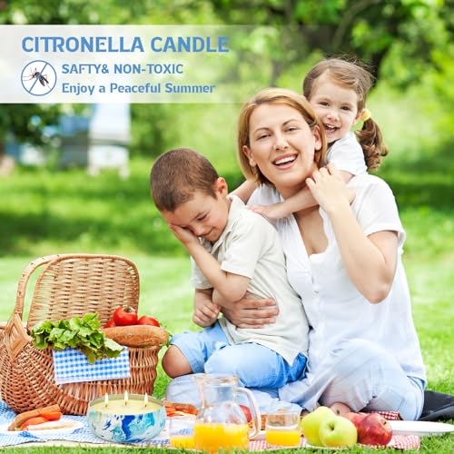 Citronella Candles Outdoor Large 3 Packs 3 Wick 3 * 12oz Garden Candle Smokeless 200 Hrs Burning, Natural Soy Wax Lemo Candle Bulk for Indoor&Outdoor, Summer Camping - Image 6