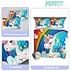FUYEUN Unicorn Bedding Twin Size Rainbow Unicorn Comforter Set for Girls Kids Children Boys Bedroom Cartoon Light Blue Unicorn Quilt 1 Comforter + 1 Pillowcase #1