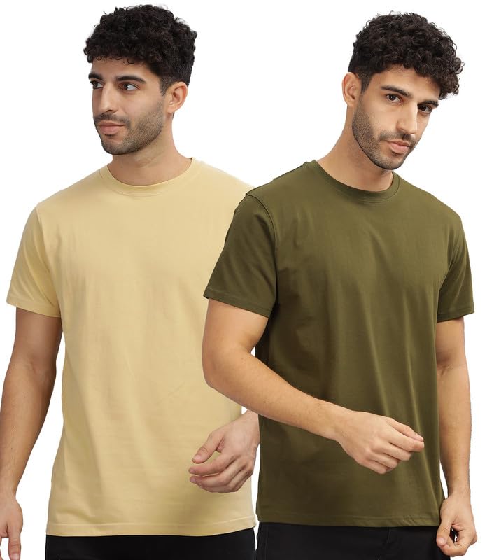 Image of XENOVAURBAN Unisex Regular Cotton Combo of 2 Solid Color Tshirt