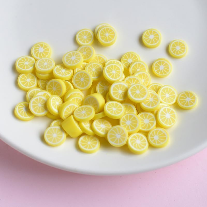 200Pcs Yellow Lemon Polymer Clay Beads,10mm Fruit Charm Spacer Beads for Jewelry Making,Necklace, Earring and Bracelet DIY Craft Supplies,Flat Beads, Beading and Jewelry Making Accessories - Image 4