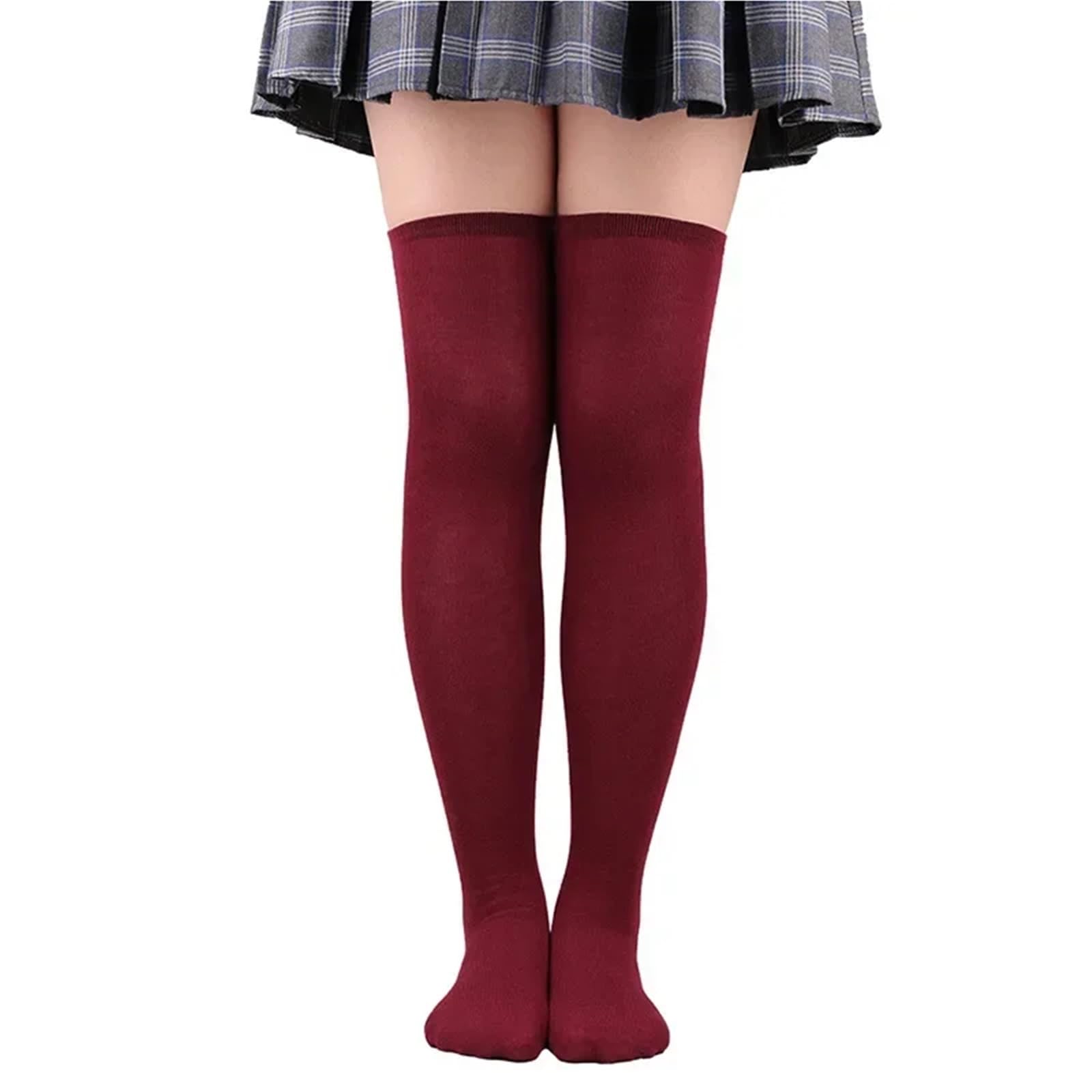 Calcetines largos de tubo for niñas, color liso, hasta el muslo, por encima la rodilla