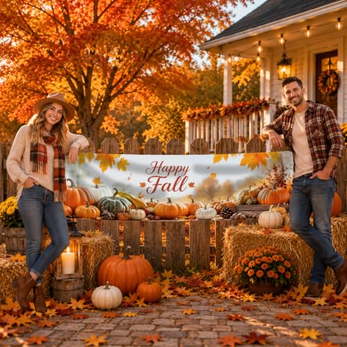 Image of Nuxovilar Happy Fall Banner,78.7 inchx17.7 inch Polyester
