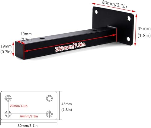 Miniatura 10 de Soporte flotante de acero inoxidable para estante de tubería para montaje en pared, juego de 2 soportes para estantes ocultos para colgar, soporte