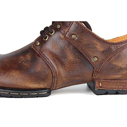 Image of Men's Retro Brushed Black Chukka Boots Lace-up Motorcycle Casual Leather Dress Ankle Boot for Men Fashion 6015-1-E-R