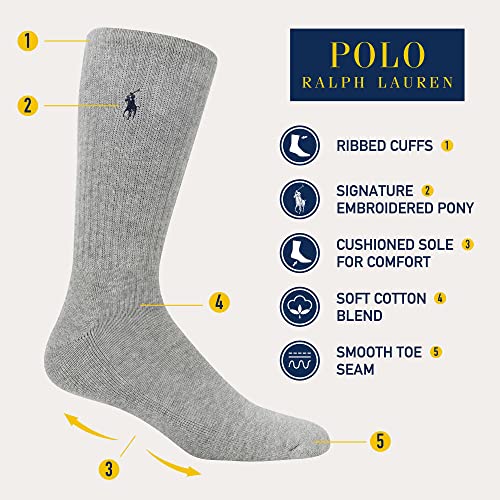 Polo Ralph Lauren Men's Classic Sport Solid Socks 6 Pair Pack - Cushioned Cotton Comfort, Black, 6-12.5 #TOP1