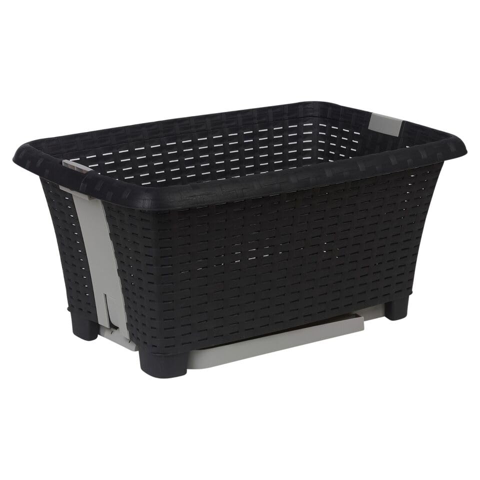 URBNLIVING - Cesto portabiancheria grande pieghevole con gambe retraibili - In plastica riciclata durevole, altezza ergonomica, salvaspazio e impilabile - Contenitore per biancheria - Antracite