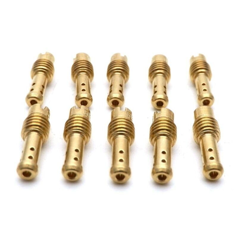 10pcs Pilot Jet with 8 Bleed Holes for Mikuni VM/TM/TMX Carburetor - Sizes 10 to 32.5 Compatible with Motorcycle Fuel Delivery Systems
