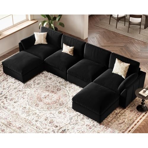 Belffin Sectional Couch with Extra Deep Seat,137.8" Cloud Modular Sectional Sofa,Convertible 6-Seater U Shaped Couches for Living Room,Oversized Comfy