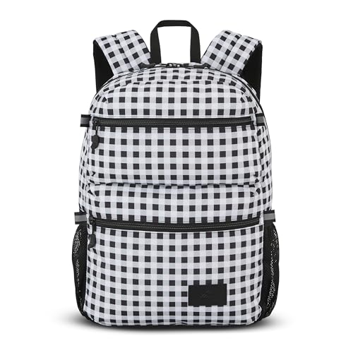 Image of High Sierra Everclass Backpack - Travel or Work Laptop Bookbag with 360 Reflectivity, Dual Water Bottle Pockets & Fits Laptops Up To 15.6 inch, One Size, GINGHAM /BLACK