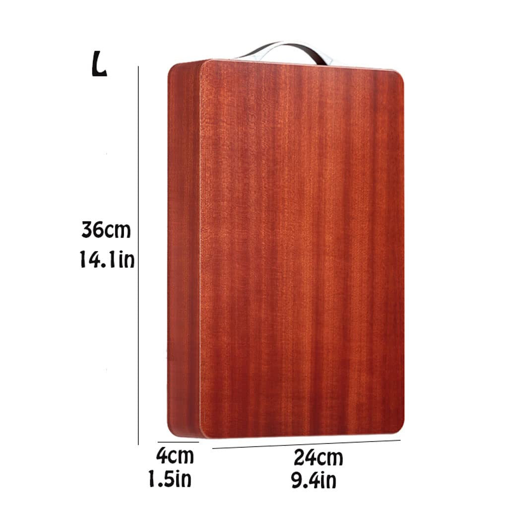 Tabla De Cortar Profesional De Madera con Asas, Gruesa, De Doble Cara, para Carne Y Verduras, Color Caoba.(Mahogany L)