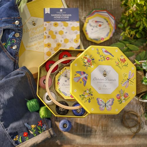 Image of Garden Friends Embroidery Kit - Nature-Inspired Designs + Quilt Pattern - Complete DIY Set with Birds, Bees, Butterflies & More - Beginner-Friendly Needlework Kit