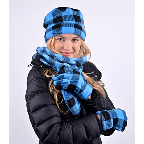 Women's Winter Fleece Winter Set-Polyester Fleece Hat, Gloves, and Scarf Set for Cold Weather2