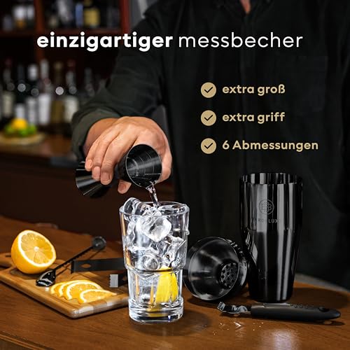 BarDeluxe® Cocktail Set 12-teilig, Barkeeper Set, Cocktail Mixer Set | 750ml Cocktailshaker Edelstahl, Cocktail Shaker Set, Bartender Set | Luxus Cocktail Geschenkset