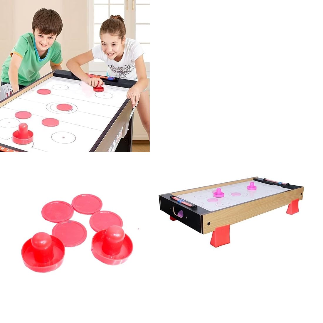 RAAYA Mini Air Hockey Wooden Table for Kids with Pushers Pucks Goal Handles Paddles Kids Plying Indoor and Outdoor Game (B09FHH37JK) Amazon Price History, Amazon Price Tracker