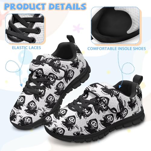Black Cat Shoes for Girls Halloween School Knitted Mesh Walking Tennis Sneakers for Boys Running Shoes with Single Buckle4