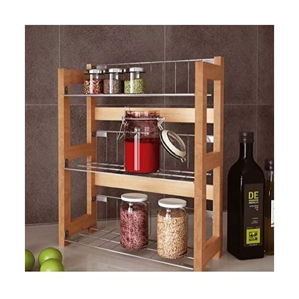 three tier jars and rack holders for spices and kitchen storage free standing bamboo bar dining kitchen restaurant device - Image 3