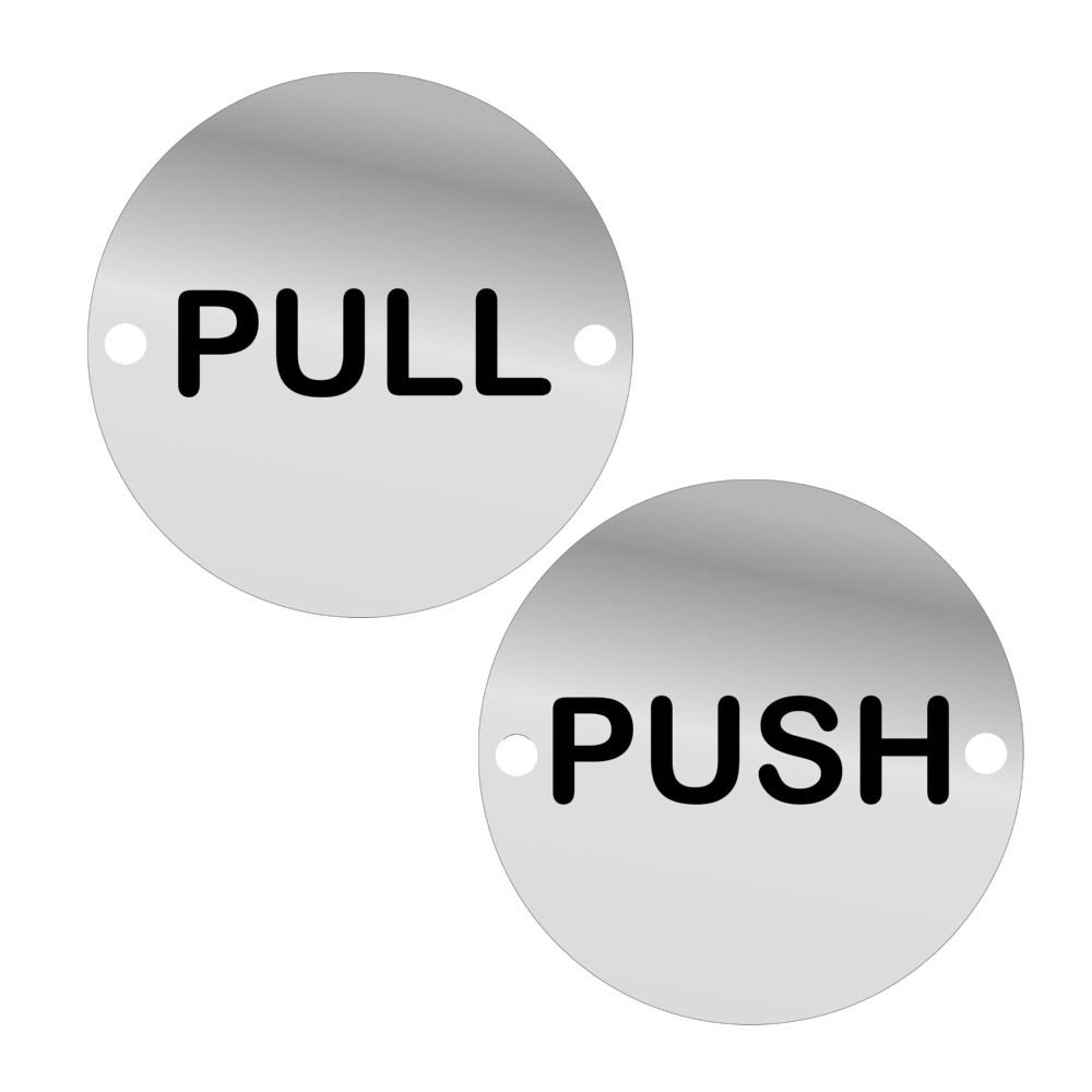 Dzina 2pc Pull and Push Door Sign Set 75mm Screen Printed SAA Pack of 1