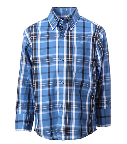 Image of Gioberti Boys Long Sleeve Button Down Plaid Checked Shirt