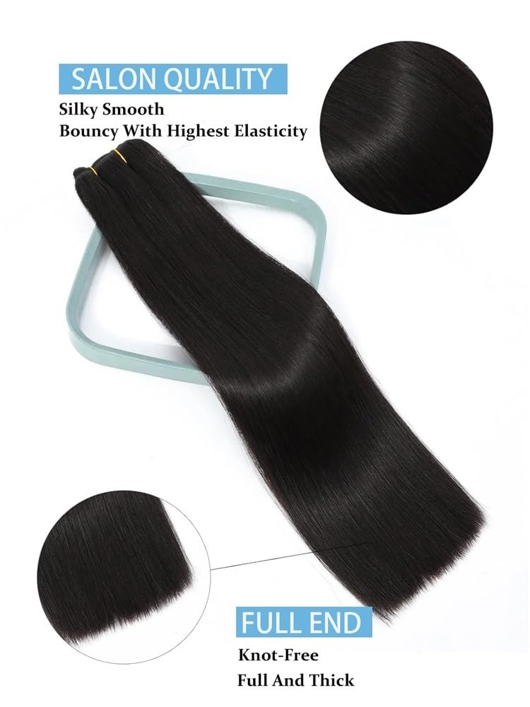 Przedłużanie włosów 100% ludzkie włosy Remy 120 g 1B doczepiane włosy na całą głowę Niewidoczne (12 cali)