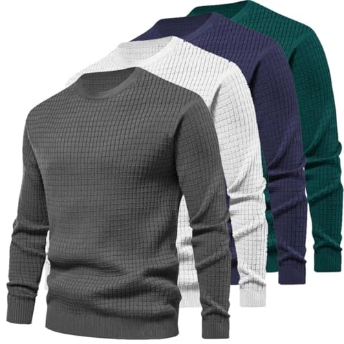 Men's Vintage Crew Neck Solid Color Pullovers Large Sweatwear Outdoor Long Sleeve Sweater2