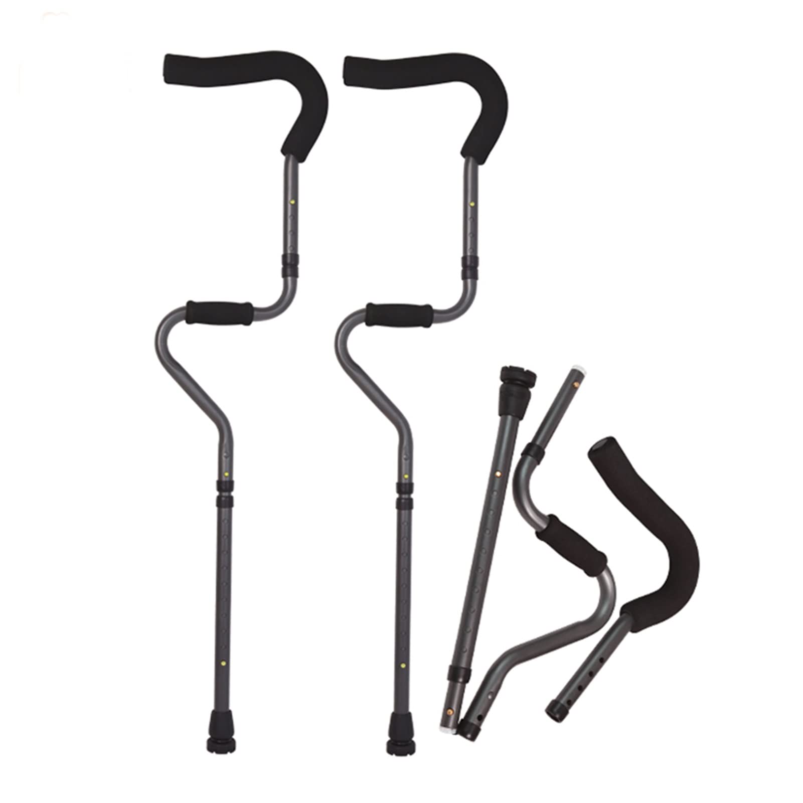 Składane Kule Pod Pachy, Ortopedyczna Kulka do Chodzenia, Kule W Kształcie Litery S z Gumową Końcówką Antypoślizgową (Size : 1 Pair)