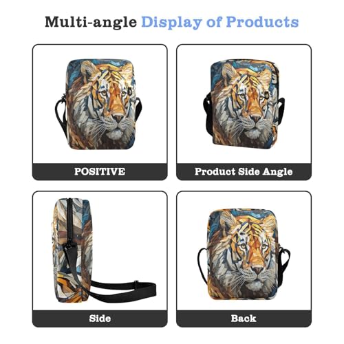 small messenger bag for men men shoulder bag cross body purses for women Adjustable Strap for Outdoor Daily Outdoor Daily- Style Illustration Tigers Yellow4
