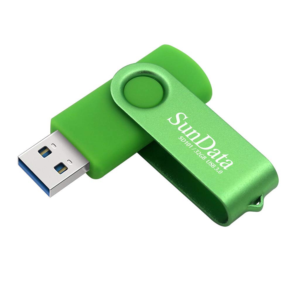 SunData32 GB USB 3.0 Flash Drive Rotate Metal USB 3.0 Up to 80 MB/sec (Single Pack: Green)