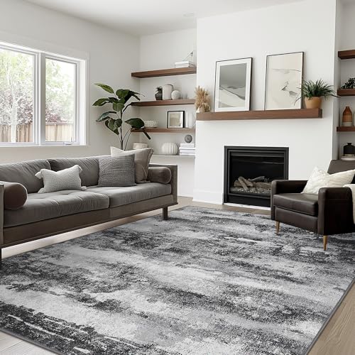 Area Rugs 8x10 for Living Room Bedroom Machine Washable Modern Abstract Soft Dark Large Rugs with Non Slip Backing, Floor Carpet for Dining Room