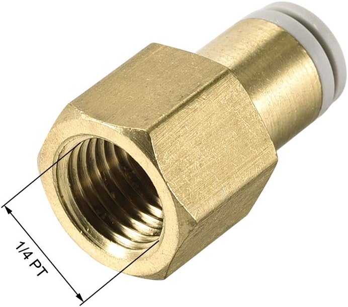 sourcing map Push to Connect Tube Fittings 6mm Tube OD x 1/4 PT Female Straight Pneumatic Connector Pipe Fitting Golden Tone - Image 4