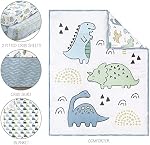 The Peanutshell 5 Ensemble de literie pour bébé en pièces pour garçons - Nouveau-né, nourrisson & Ensemble de lit pour bébé avec des draps de lit, Couverture, Refroidisseur à la poussière - Dino bleu