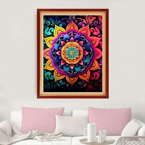 Image of Dimxvean Stamped Cross Stitch Kits,Cross Stitch Kits for Adults Beginners,Embroidery Kits Full Range of Cross Stitch Stamped Kits Needlepoint Kits Cross Stitch Patterns-Colorful Mandala 16x20 inch