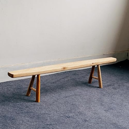 Banc d'entrée en bois massif sans accoudoirs - Petit banc d'intérieur naturel cuisine