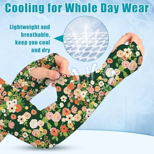 Image of Bebila Gardening Sleeves for Women Farm UV Sun Protection Anti-Scratch Cooling Sleeves with Thumb Hole Arms Cover Outdoors