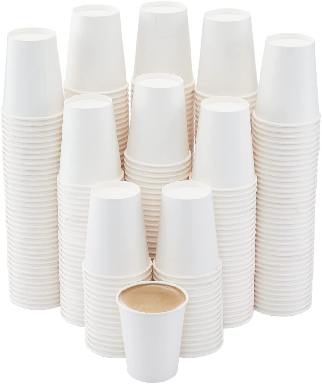 GloneDisposable 8 oz Hot & Cold Beverage Paper Coffee Cups “White” (500 cups)