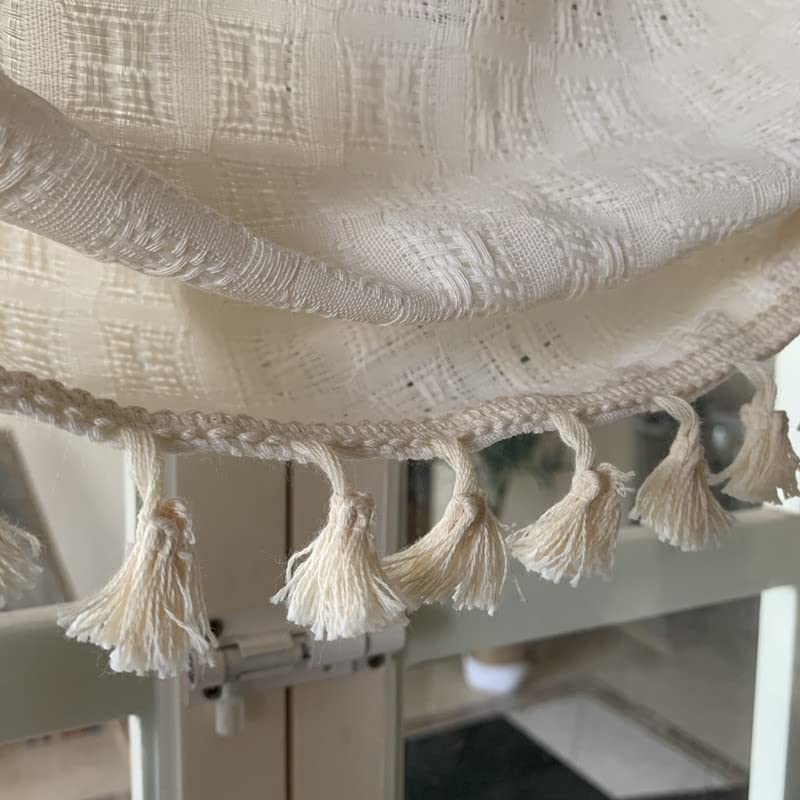 Store bateau aspect lin avec cordon de serrage - Opaque - Style maison de campagne - Avec bord crochet - Beige - 1 pièce - H x l : 160 x 100 cm