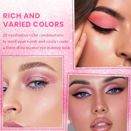Image of SUAKE Nude Pink Eyeshadow Palette, Matte & Shimmer, High Pigmented 20 Colors Brown Purple Eye Shadow Primers for Eye Makeup, Korean Powder Palet de sombras de ojos(02)